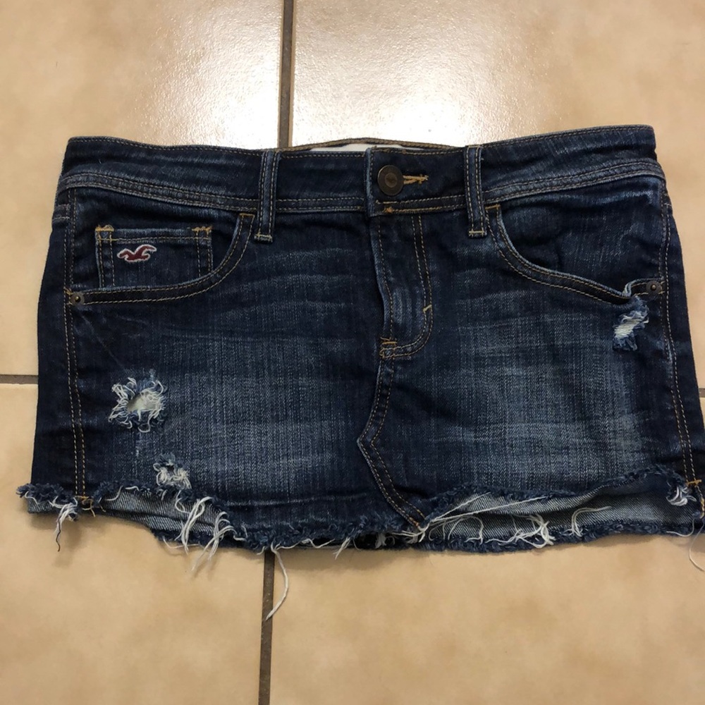 Hollister distressed denim mini skirt